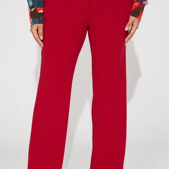 FASHION NOVA Heidi Wide Leg Trouser Pant - Red - Picture 3 of 4